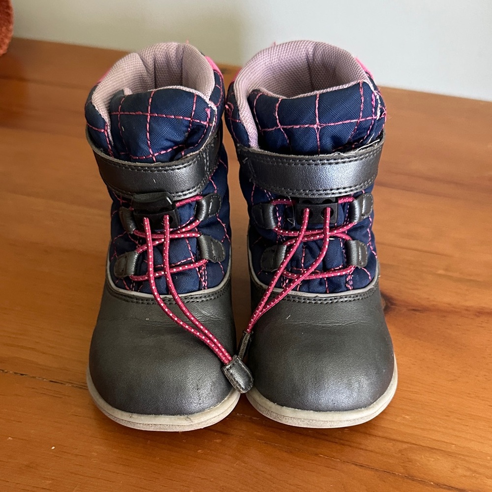 Kids' Quilted Winter Boots - Gray and Pink